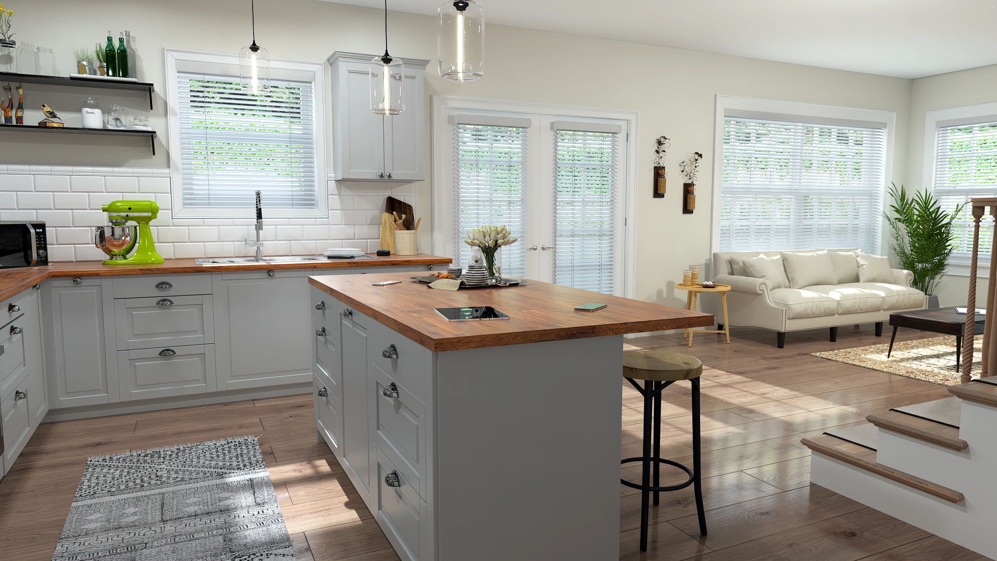 Custom motorized wood blinds Nicholasville - kitchen convenience